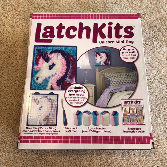 Kahootz Toys Unicorn Latch Hook Kit Minirug Craft No Sewing No